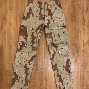 Tan and Brown Cargo Pants with Camouflage Design